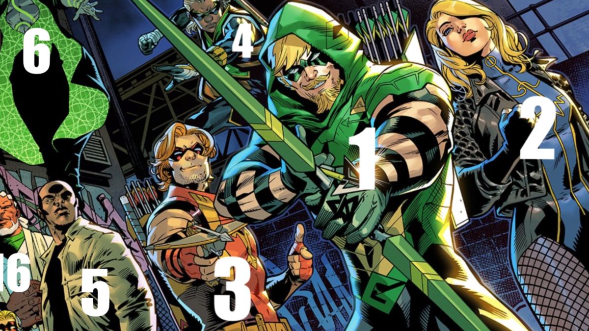 ¿Quiénes son todos los personajes de la portada de Green Arrow #1?