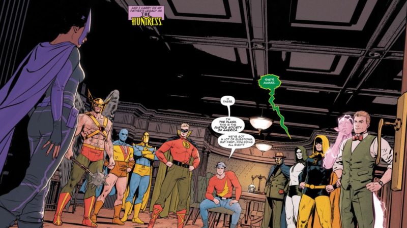 La futura Cazadora se encuentra con la JSA original en Justice Society of America #2