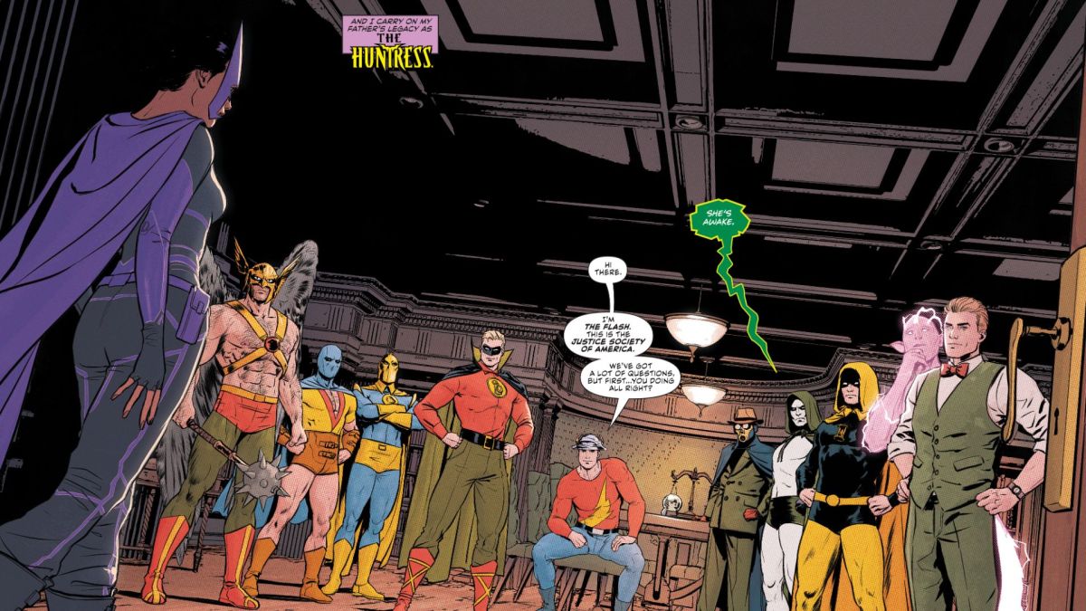 La futura Cazadora se encuentra con la JSA original en Justice Society of America #2