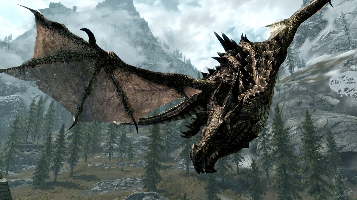 El jugador de Skyrim ve a Dragon matar a un mamut levantándolo en el aire