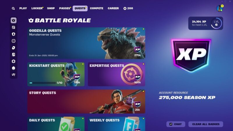 Todas las misiones de Fortnite Godzilla y sus grandes recompensas 2025