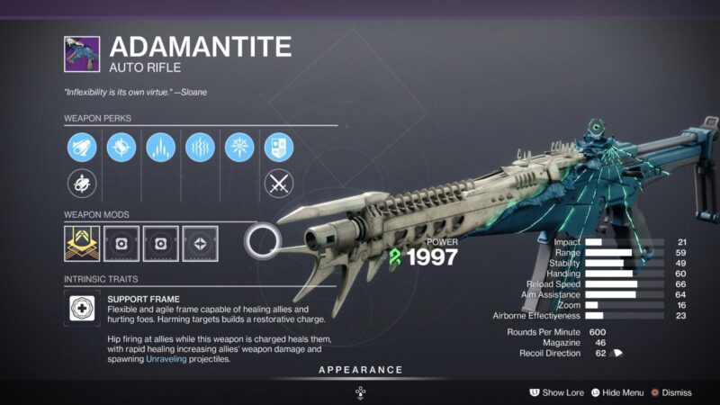 Destiny 2 Roll of God Adamantity – poderoso declive automático para PVE