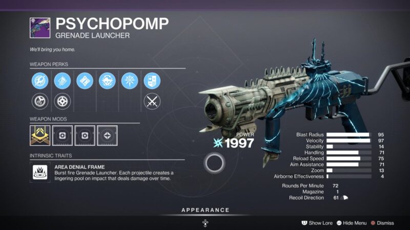 Destiny 2 Psychopompt God Roll – Formidable Grenade Launcher