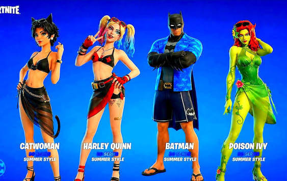 Filtración de Fortnite revela trajes de verano para Batman, Harley Quinn y Catwoman