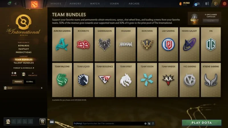 El Internacional 2026: Valve lanza Predicciones, Fantasía y Paquetes de Apoyo